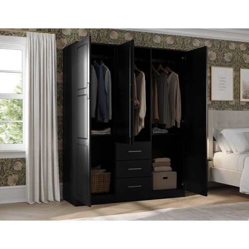 Hokku Designs Bassam Cosmo 100 Solid Wood 3door Wardrobe Armoire